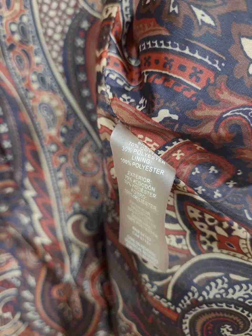 Tommy Hilfiger Women's Tan Corduroy Blazer Jacket Elbow Patches Paisley Lining