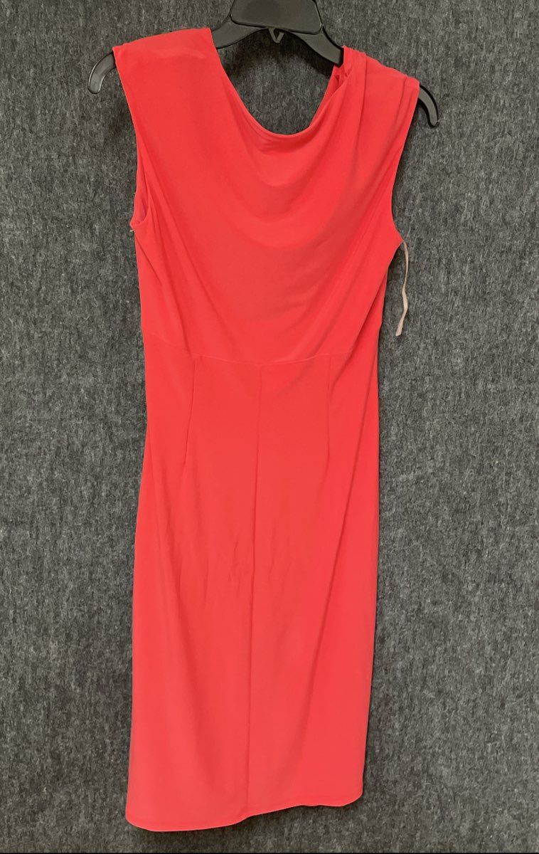 Lauren Ralph Lauren Women's Red Ruched Sleeveless V-Neck Sheath Dress Sz 6