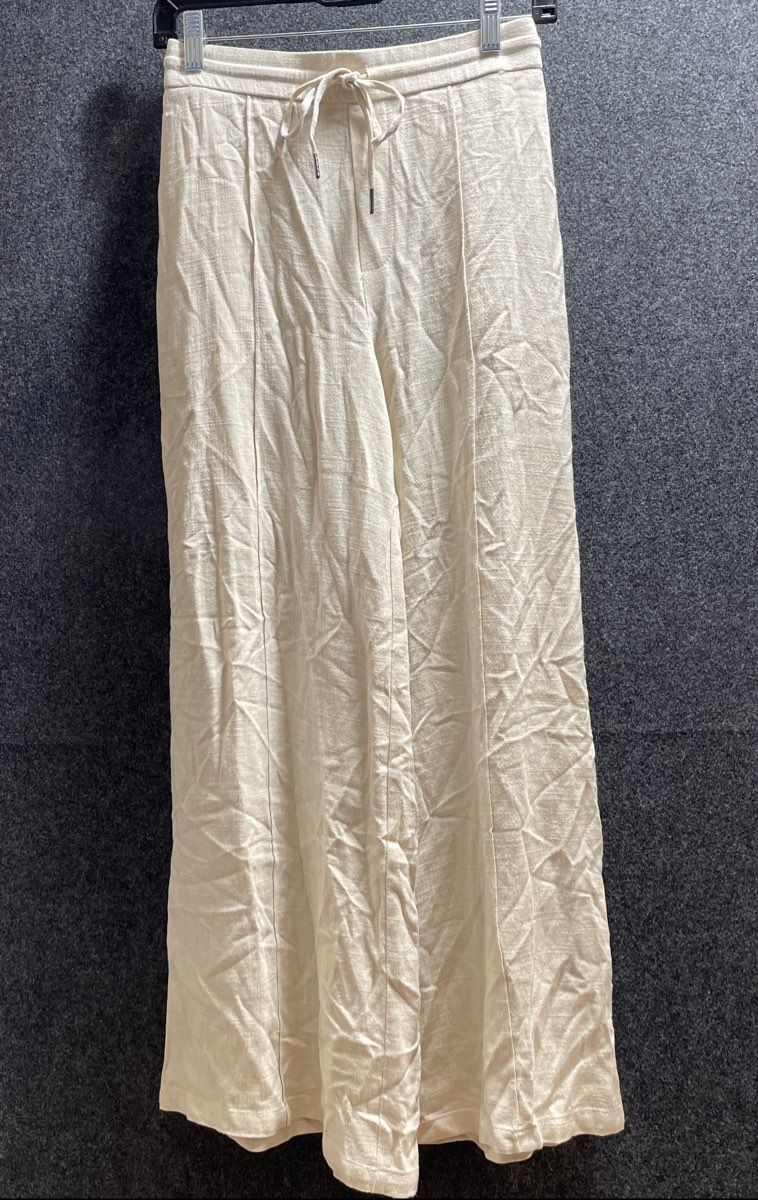 Simply Vera Vera Wang Women's High-Rise Wide Leg Beige Linen Blend Pants Sz XS