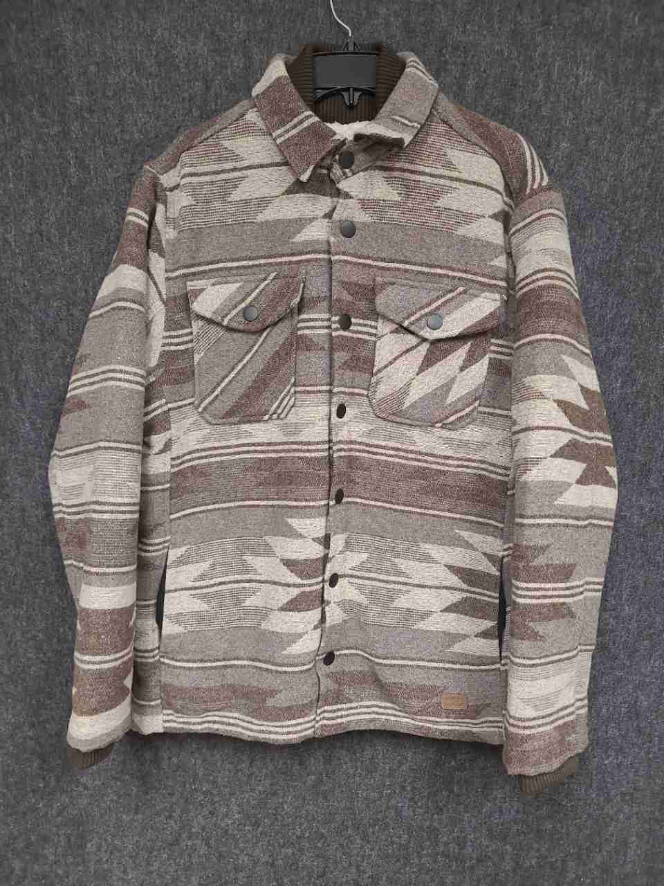 JACHS New York Men's Brown Aztec Southwestern Wool Blend Sherpa Jacket Sz M