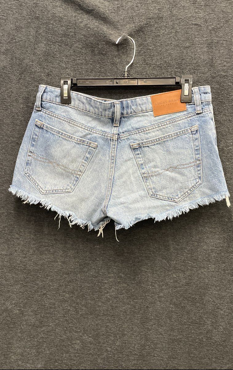 Lucky Brand Women's The Cut Off Denim Shorts Light Wash Distressed Sz 4/27