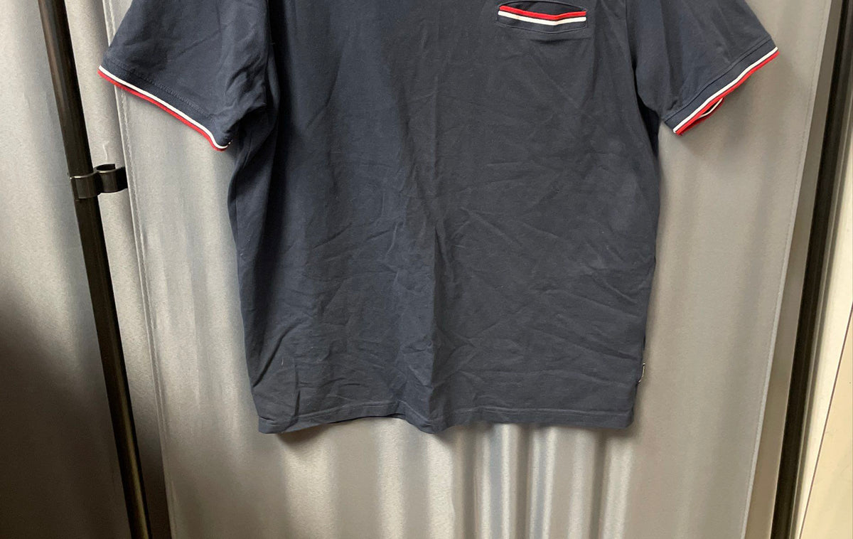 Ben Sherman Men's Navy Blue Stripe Tipped Pocket Crew Neck T-Shirt Size L