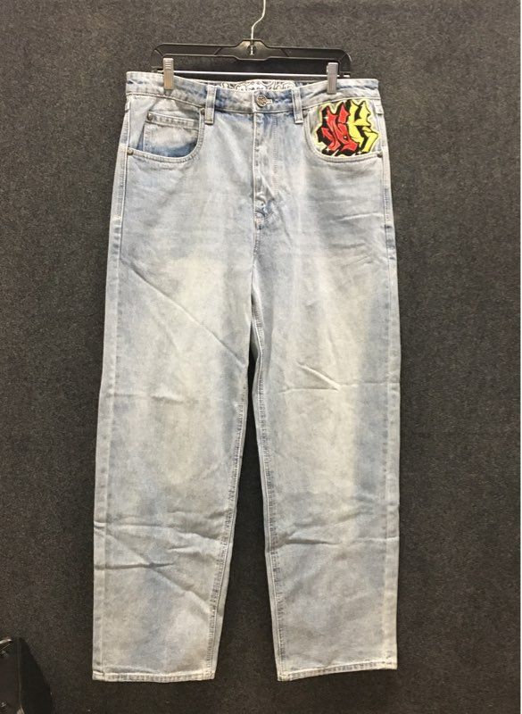 Ninth Hall Men's Ambush Jeans Light Wash Blue Embroidered Sacred Heart Sz 34