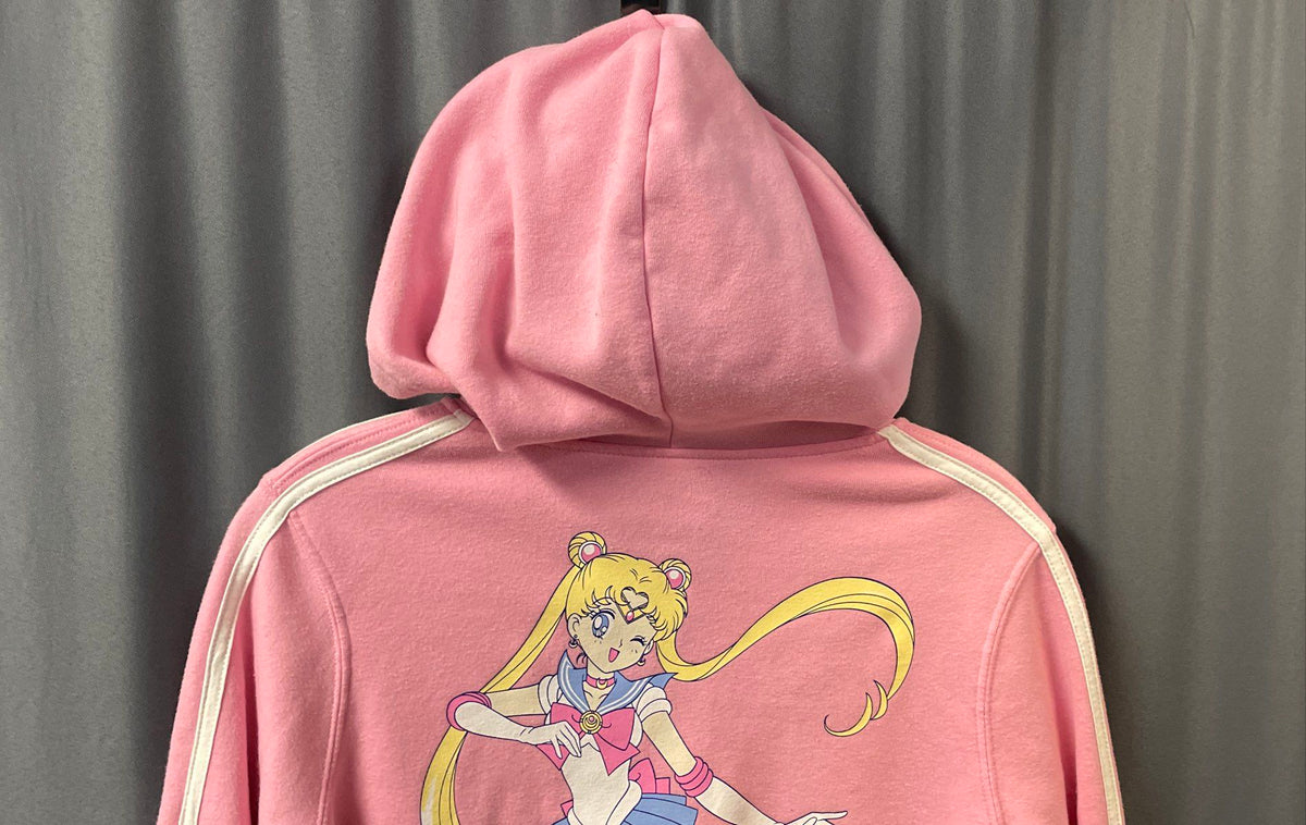 Sailor Moon x Hybrid Apparel Women's Pink Graphic Zip Up Hoodie Sz XL