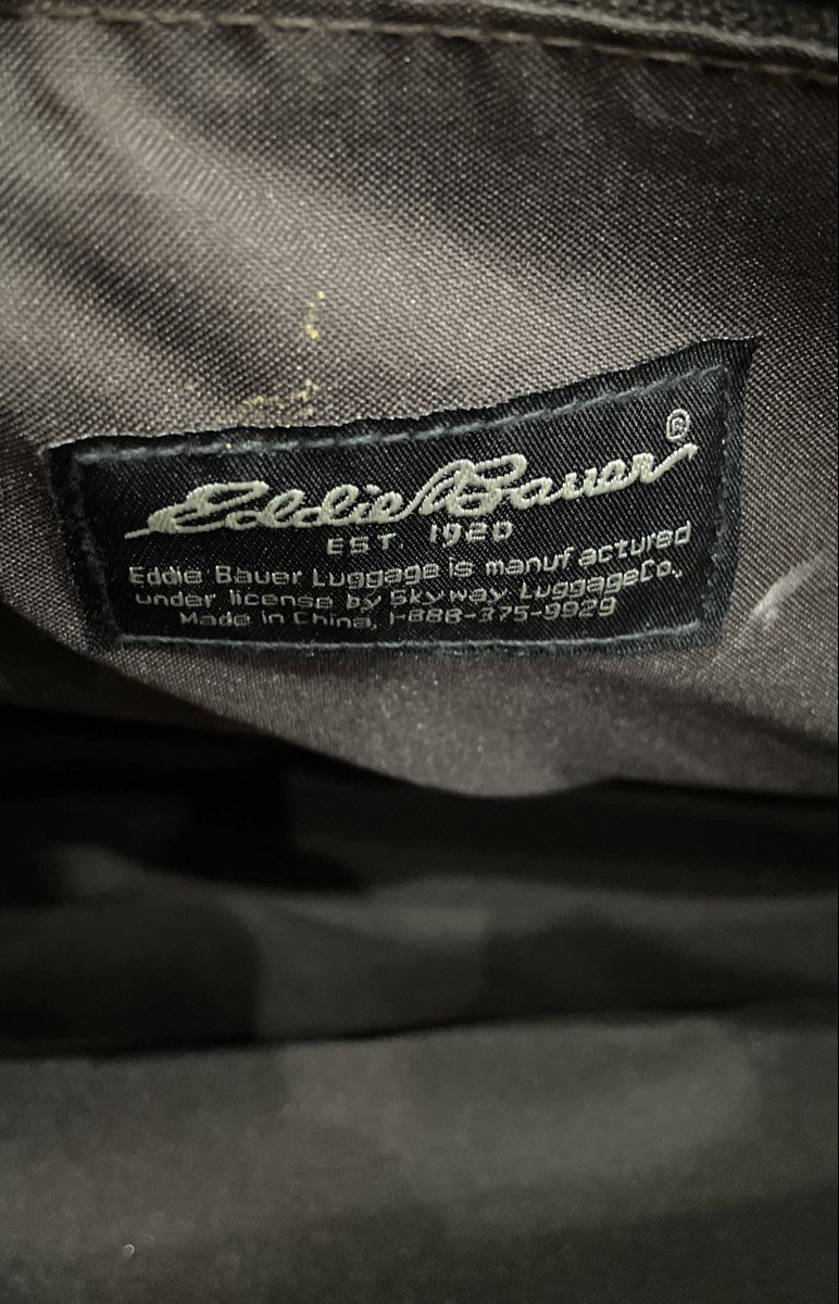Eddie Bauer Brown Plaid Canvas Travel Weekender Satchel Bag Brass Hardware