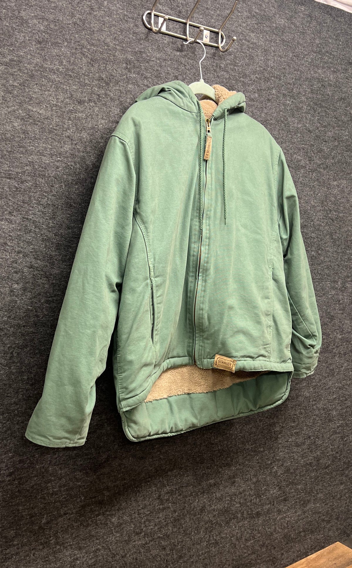 C.E. Schmidt Women's Green Sherpa Lined Hooded Workwear Jacket Sz L 14-16