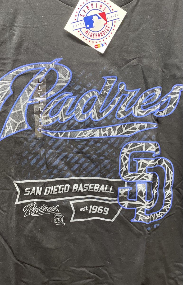 Majestic Men's San Diego Padres T-Shirt Black MLB Baseball Graphic NWT Sz L