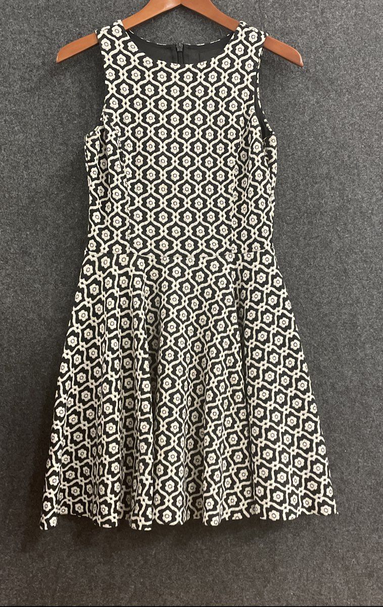Cynthia Rowley Women's Geometric Floral Jacquard Sleeveless Fit Flare Dress XS