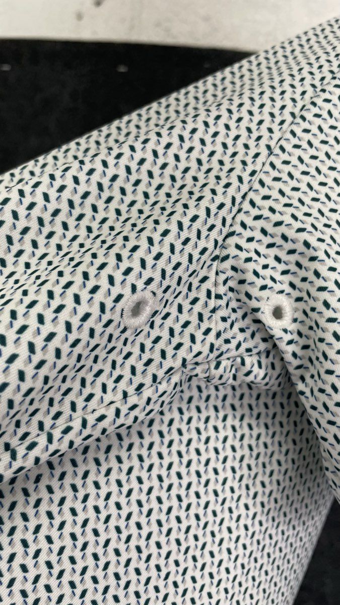Bonobos Men's Polo Shirt White Green Slim Fit Geometric Recycled Stretch Sz S