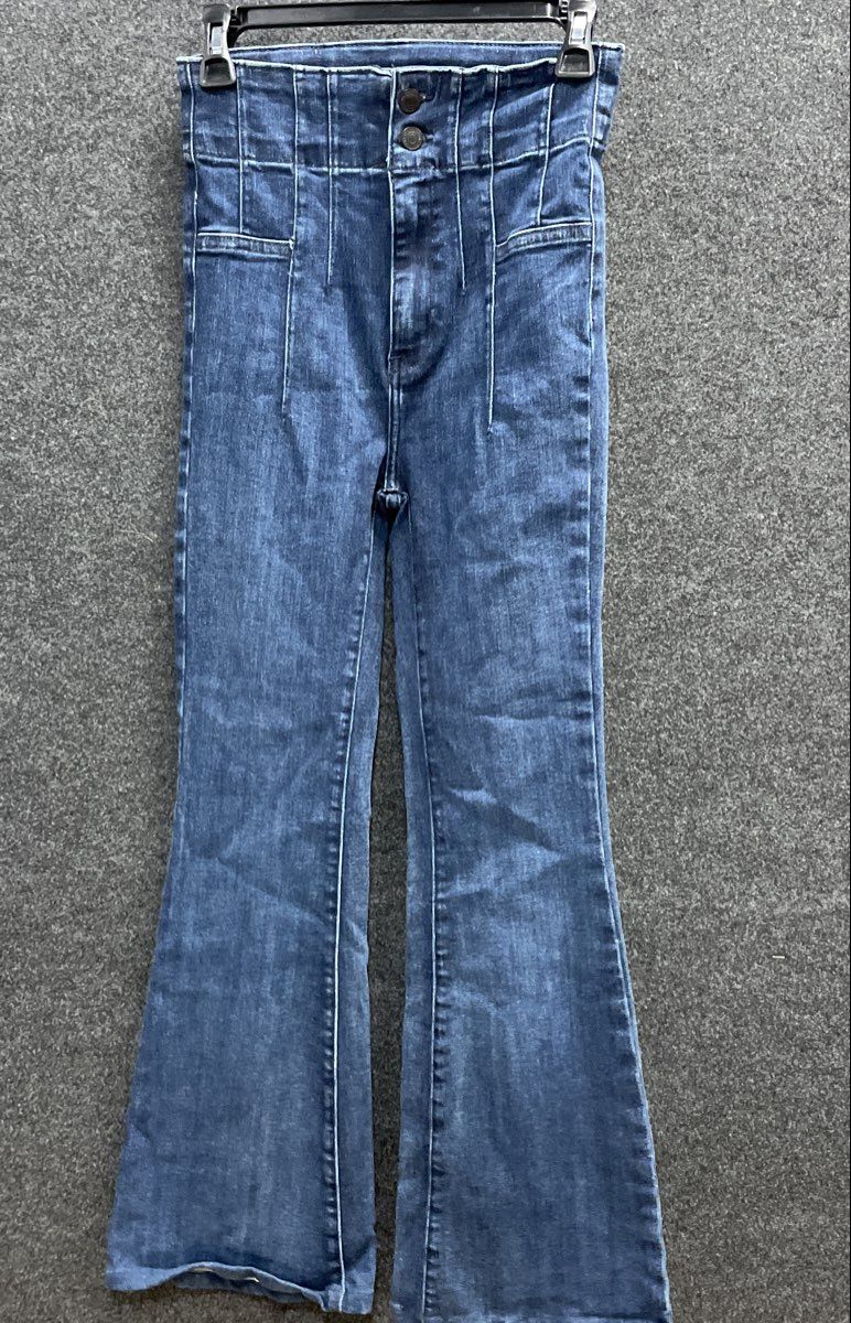 We The Free Women's High Rise Flare Jeans Blue Bell Bottom Stretch Sz 26
