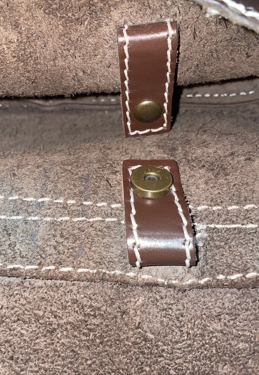 Vintage Brown Leather Crossbody Bag S Monogram White Contrast Stitching