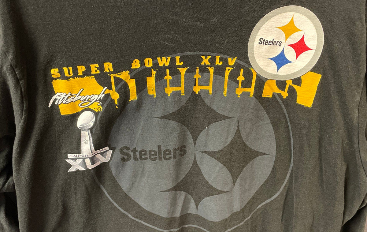 NFL Team Apparel Steelers Super Bowl XLV Roster Long Sleeve Tee Black Size XL