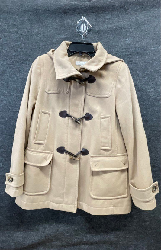 New York & Company Women's Beige Wool Blend Hooded Duffle Coat Size S