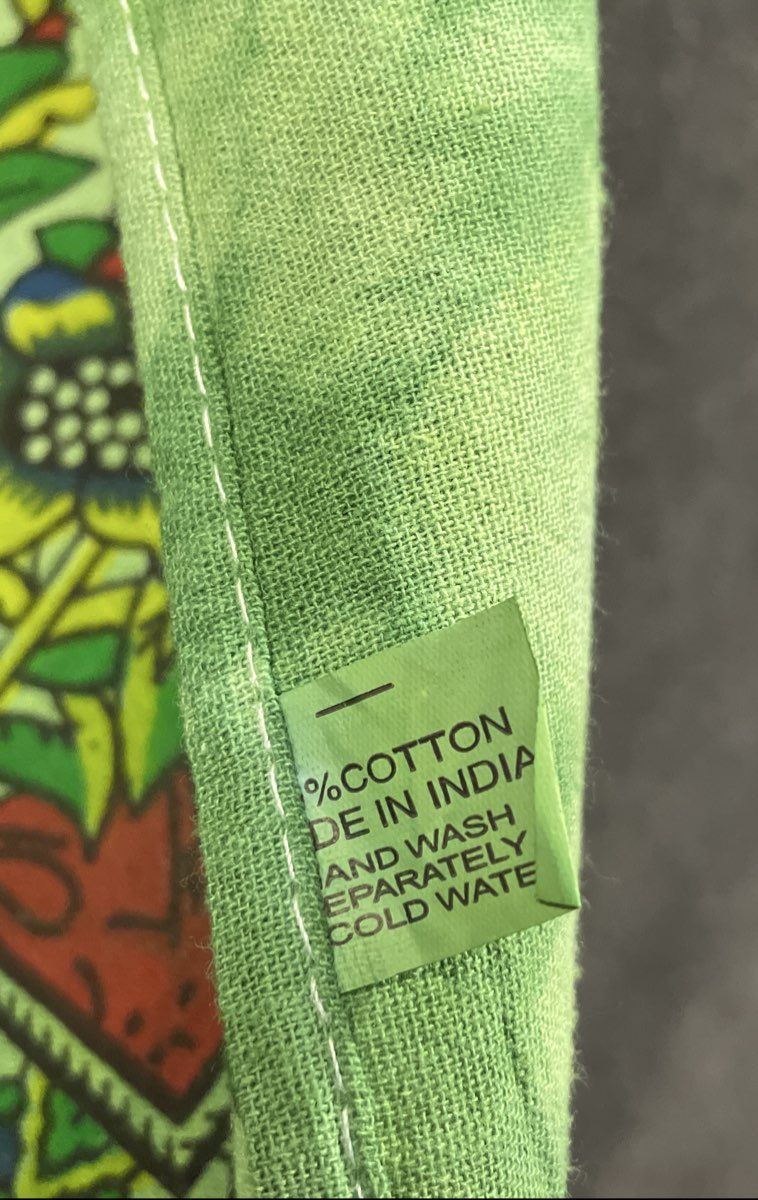 Lime Green Botanical Tree of Life Floral Bird Cotton Scarf Wrap Made in India