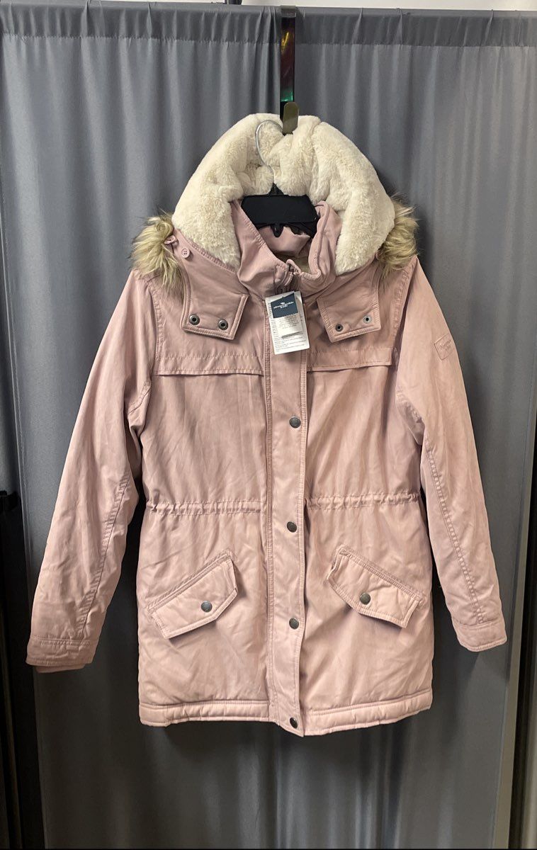 Abercrombie Kids Girls Pink Parka Faux Fur Hooded Sherpa Lined NWT Sz 15/16