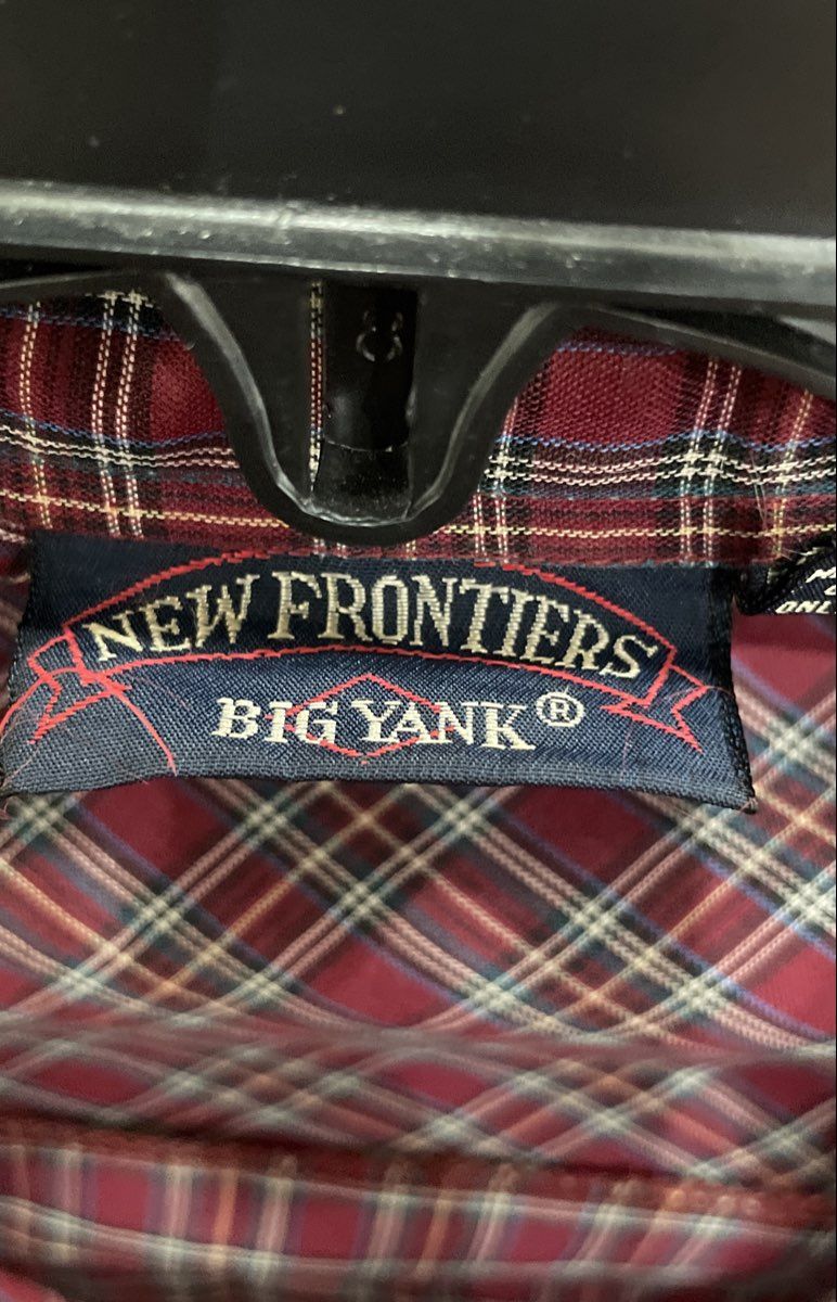 Big Yank Men's Red Burgundy Plaid Western Pearl Snap Shirt Long Sleeve Sz XL