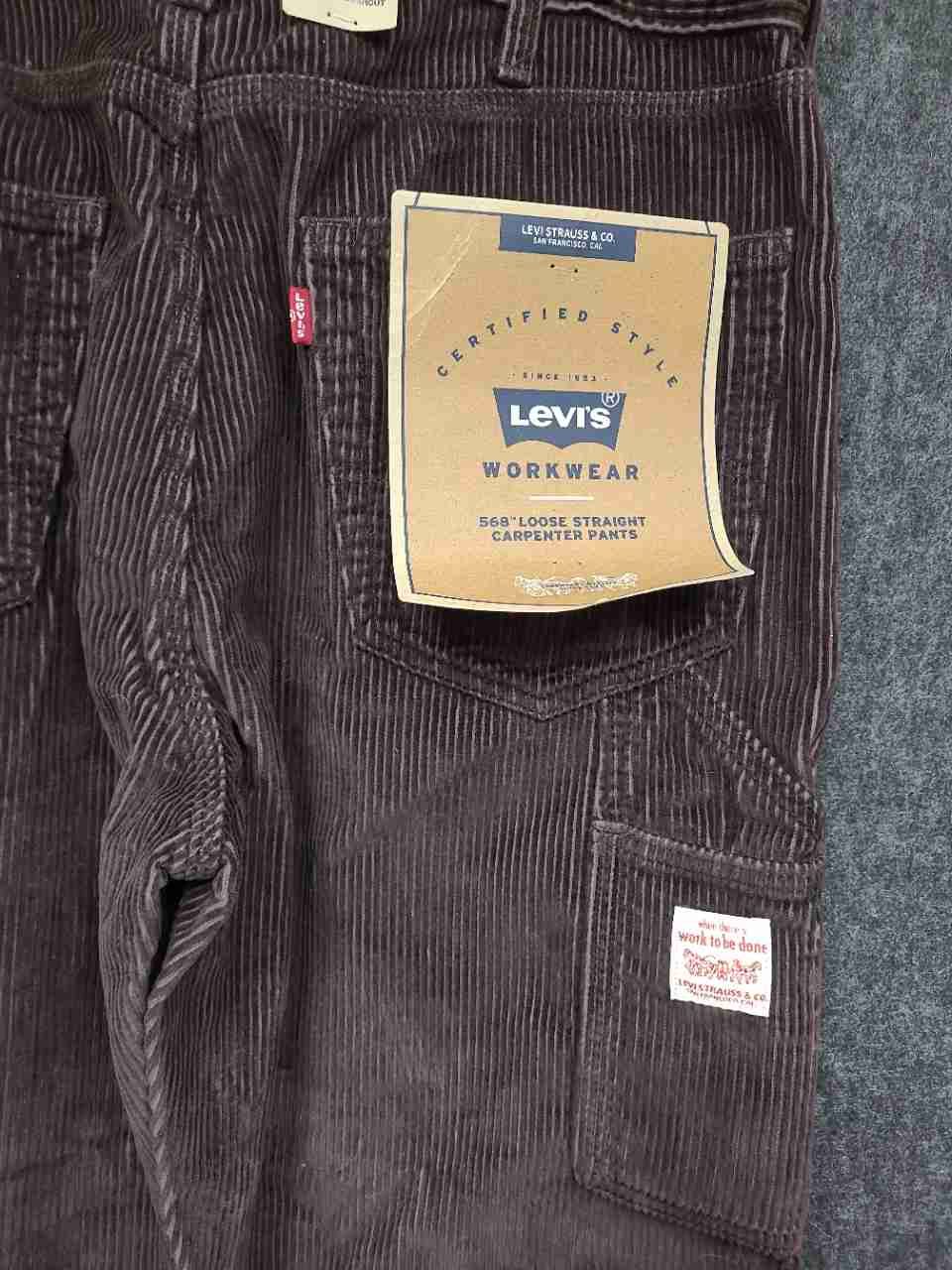 Levi's Men's 568 Loose Straight Carpenter Pants Brown Corduroy 33x32 NWT