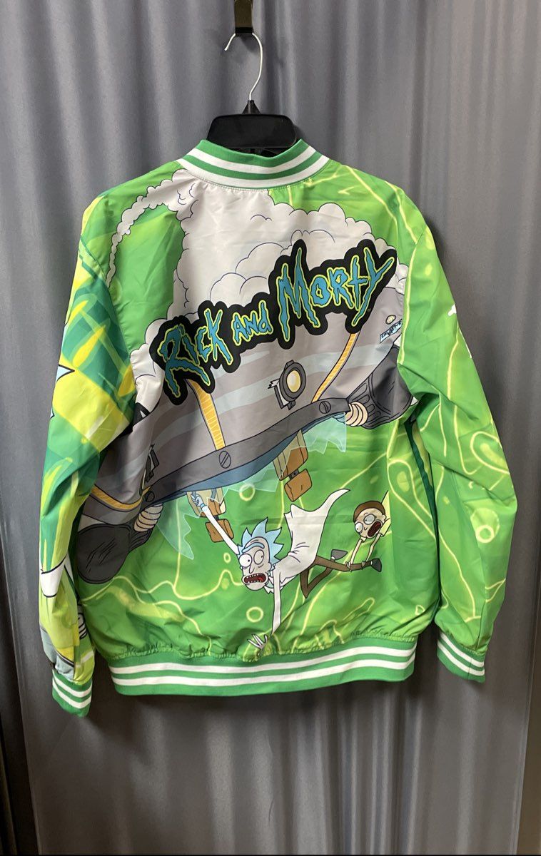 Members Only Men's Graphic Bomber Track Jacket Green Sz M