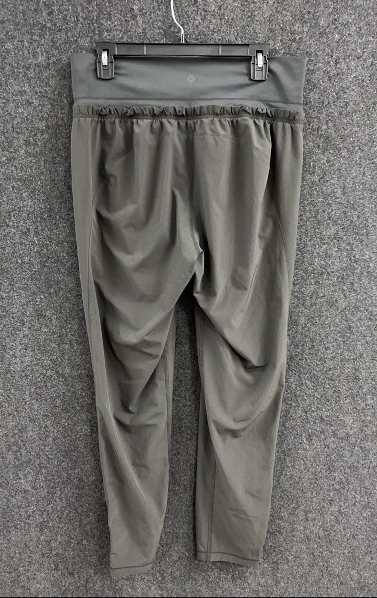 Athleta Women's Gray Cabo Jogger High Rise Ruffle Waist Smocked Cuff Pants Sz M