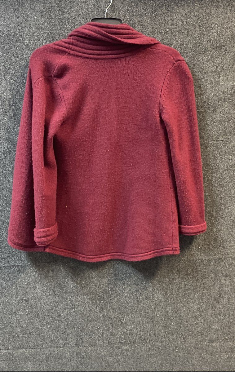 Talbots Women's Burgundy Merino Wool Cashmere Blend Open Front Cardigan Sz XS