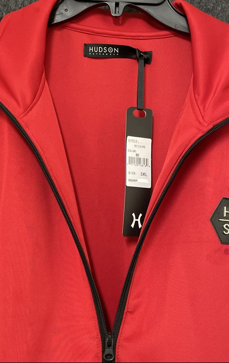 Hudson Men's Red Track Jacket Colorblock Striped Full Zip NWT Sz 3XL
