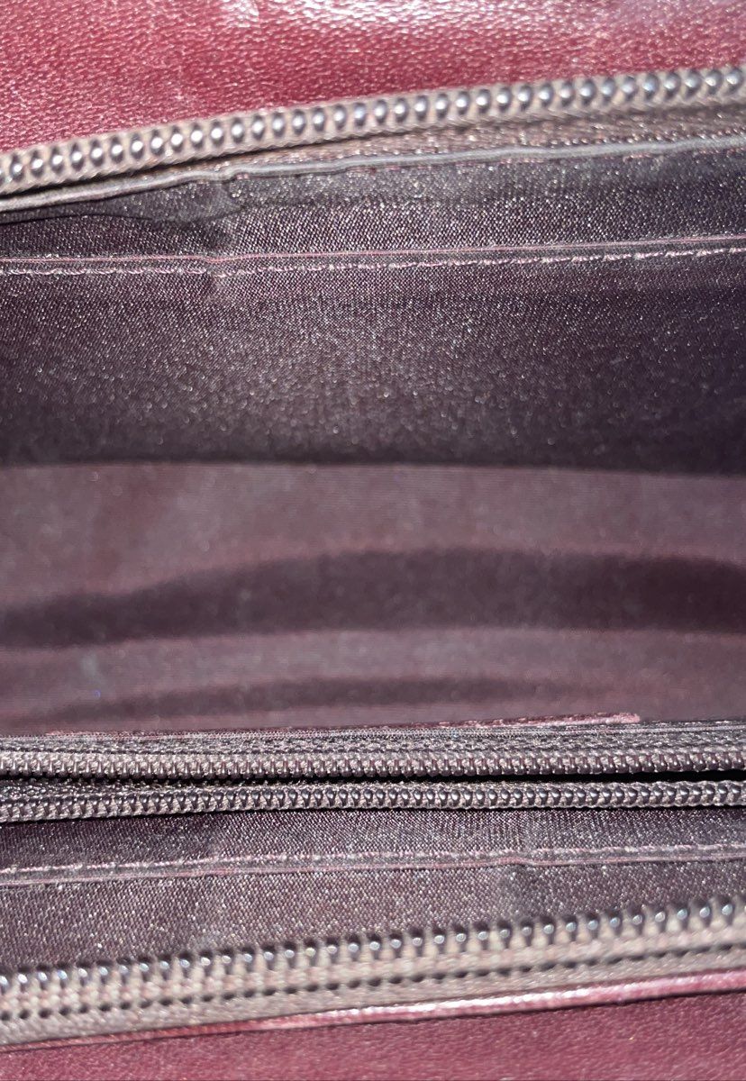 Vintage Etienne Aigner Mauve Leather Crossbody Wallet Bag Gold Tone Hardware