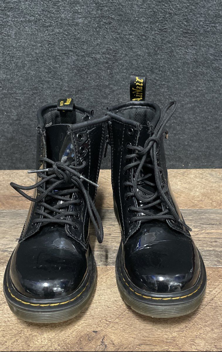 Dr. Martens 1460 J Black Patent Leather Lace-Up Zipper Boots Youth Size US 12