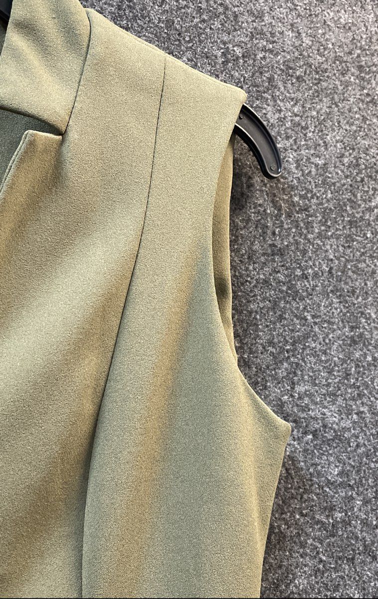 Calvin Klein Women's Olive Green Sleeveless Notch Collar Fit & Flare Dress Sz 6