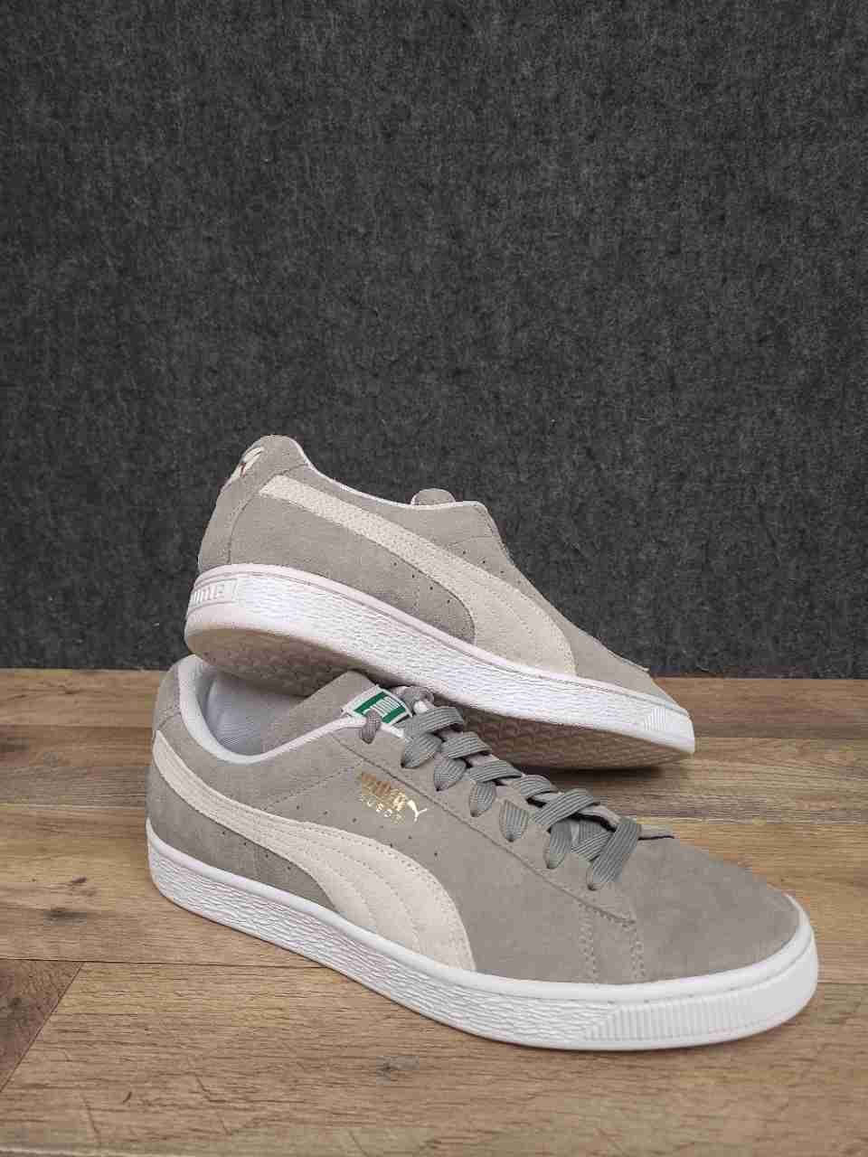 Puma Suede Classic Steel Grey White Sneakers Men's Size 8.5