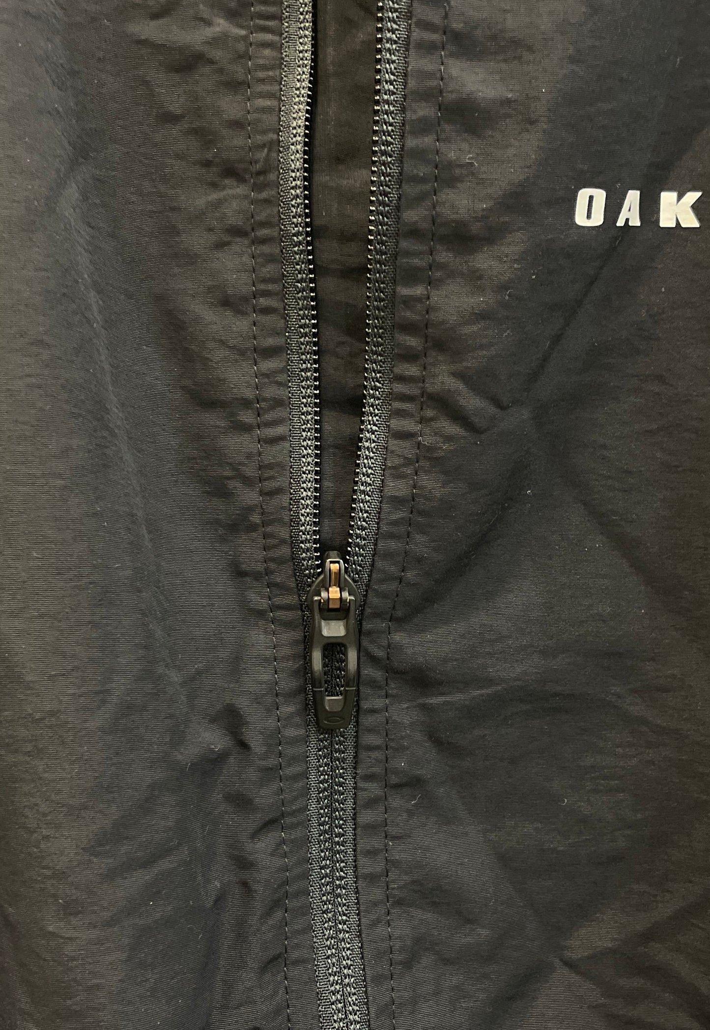 Oakley Men's Black Blue White Colorblock Custom Fit Lightweight Zip Jacket Sz XS