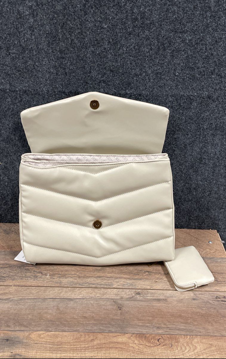 Steve Madden Oatmilk Beige BPARKER Quilted Chevron Shoulder Bag NWT Pouch
