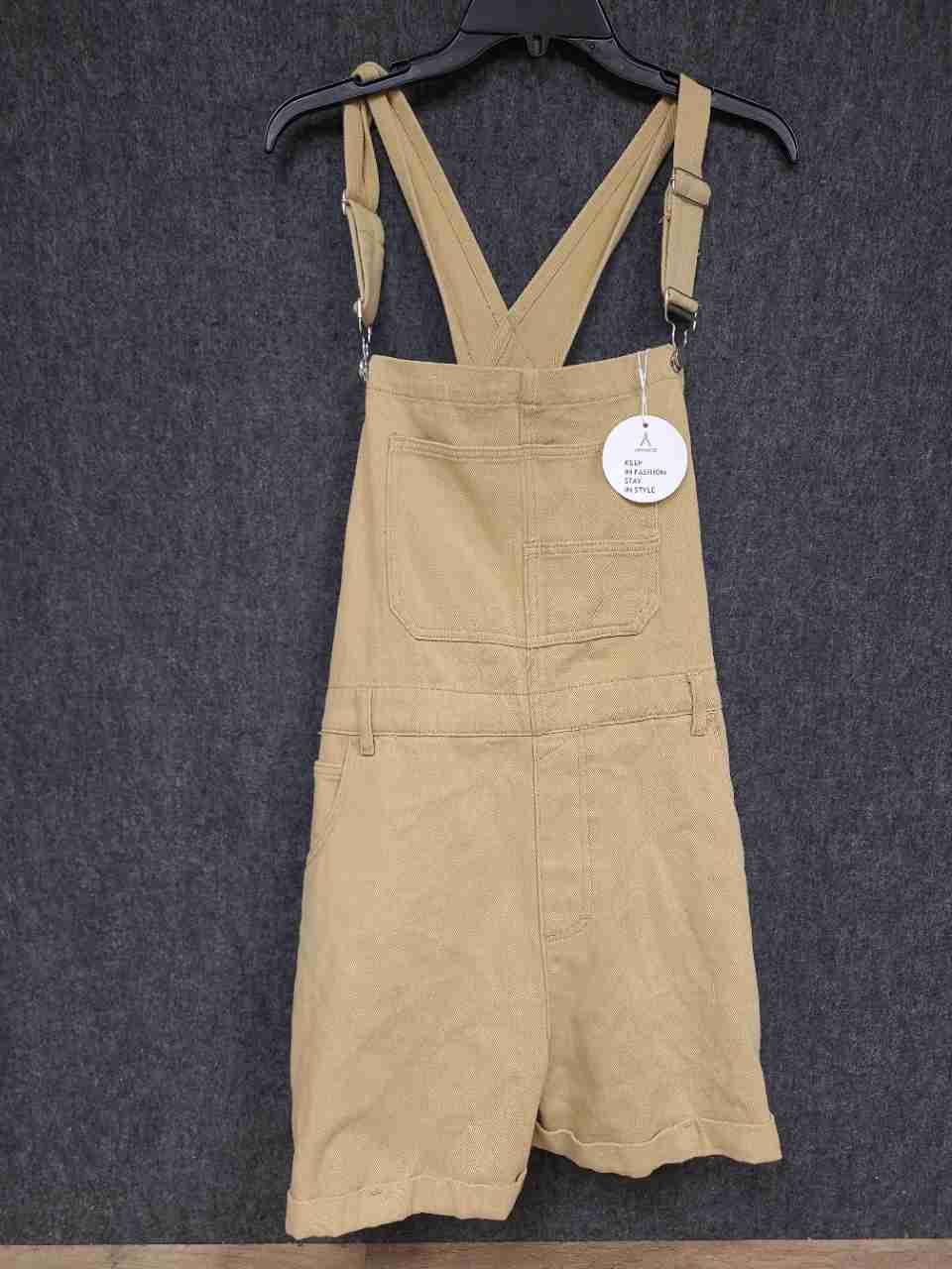 Anrabess Women's Khaki Tan Short Overalls Shortalls Bib Pocket NWT Sz XXL