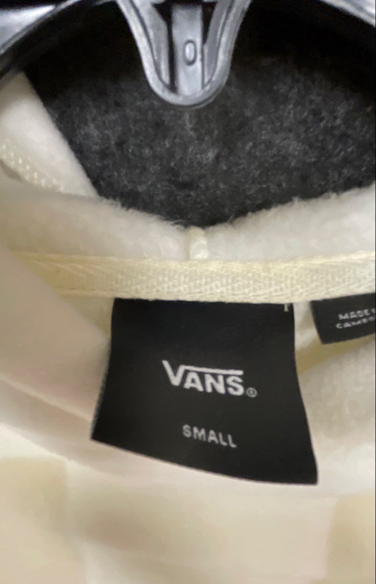 Vans Men's Hoodie White Cream Checkerboard Geometric Pullover Sz Small