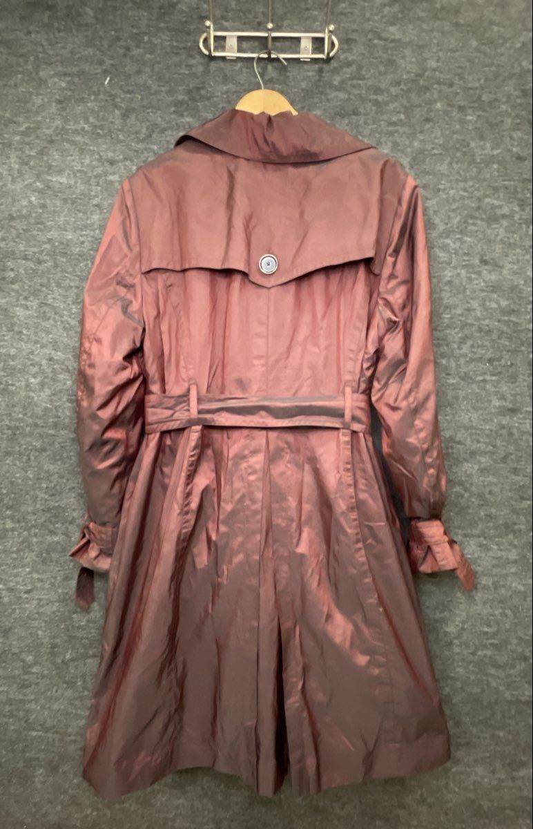 H&M Women's Purple Iridescent Double Breasted Belted Trench Coat Sz 8