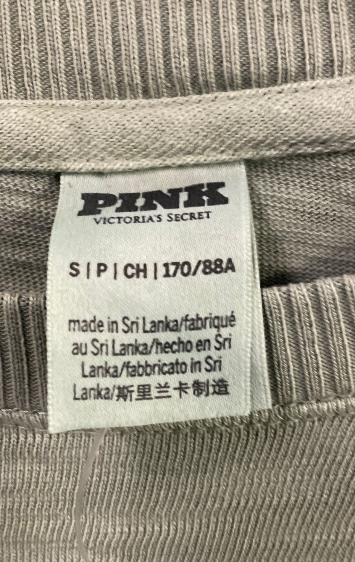 PINK Victoria's Secret Women's Sage Green Slub Knit Graphic Top NWT Sz S