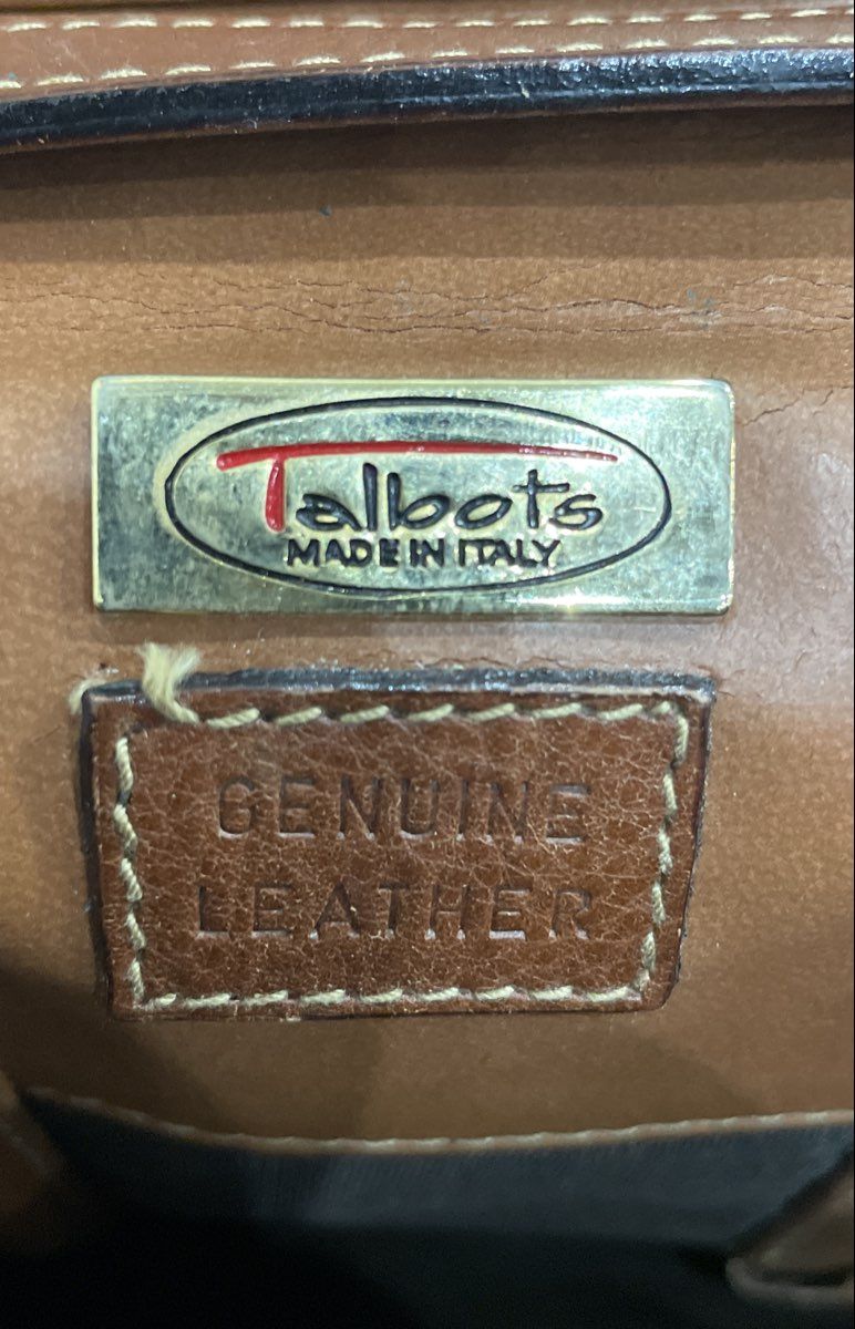 Vintage Talbots Brown Italian Leather Slim Crossbody Organizer Bag Made in Italy