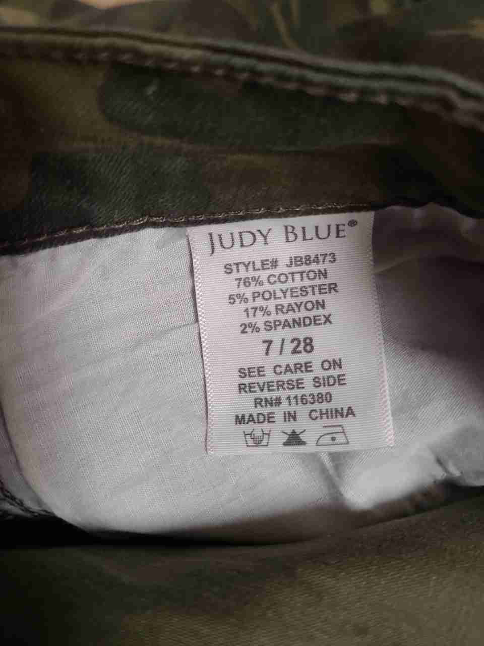 Judy Blue Women's Camo Distressed Skinny Jeans Green Brown Rip Repair Sz 7/28