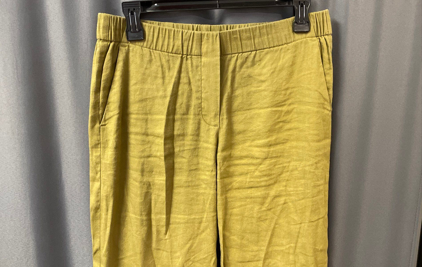 J. Jill Women's Green Linen Blend Wide Leg Cropped Elastic Waist Pants Sz XS