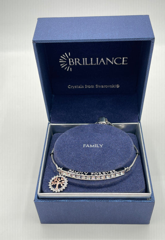 Brilliance Two Tone Swarovski Crystal Family Forever Slider Bracelet In Box