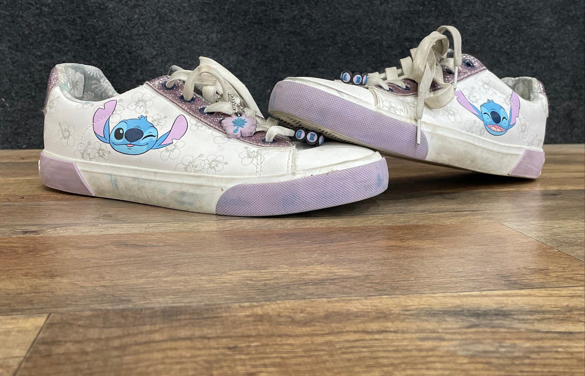 Disney Lilo & Stitch White Purple Floral Sneakers Women's Size 8.5