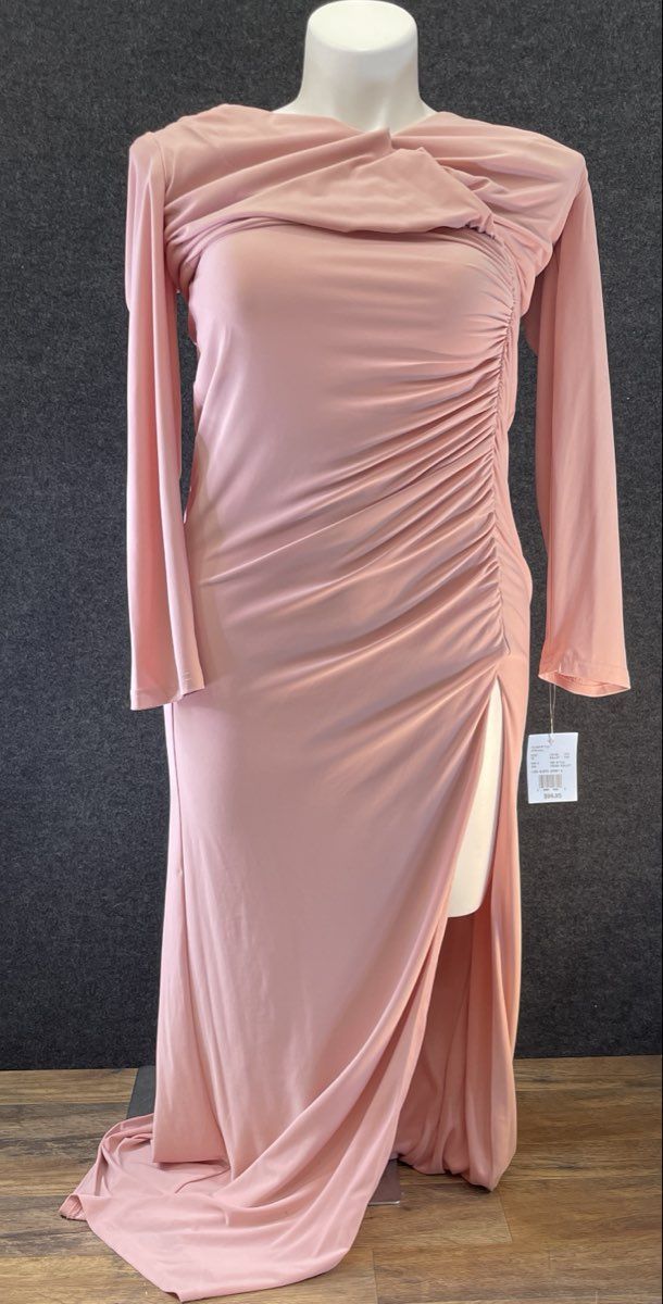 Celebrate by DB Studio Women's Pink Long Sleeve Jersey Faux-Wrap Dress Sz 12 NWT