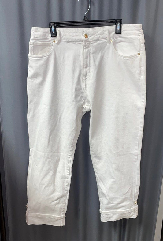 Michael Kors Women's White Capri Jeans Cropped Cuffed Size 16