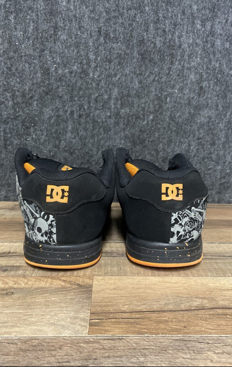 DC Gaveler Black Orange Skull Skate Sneakers Men's Size 10