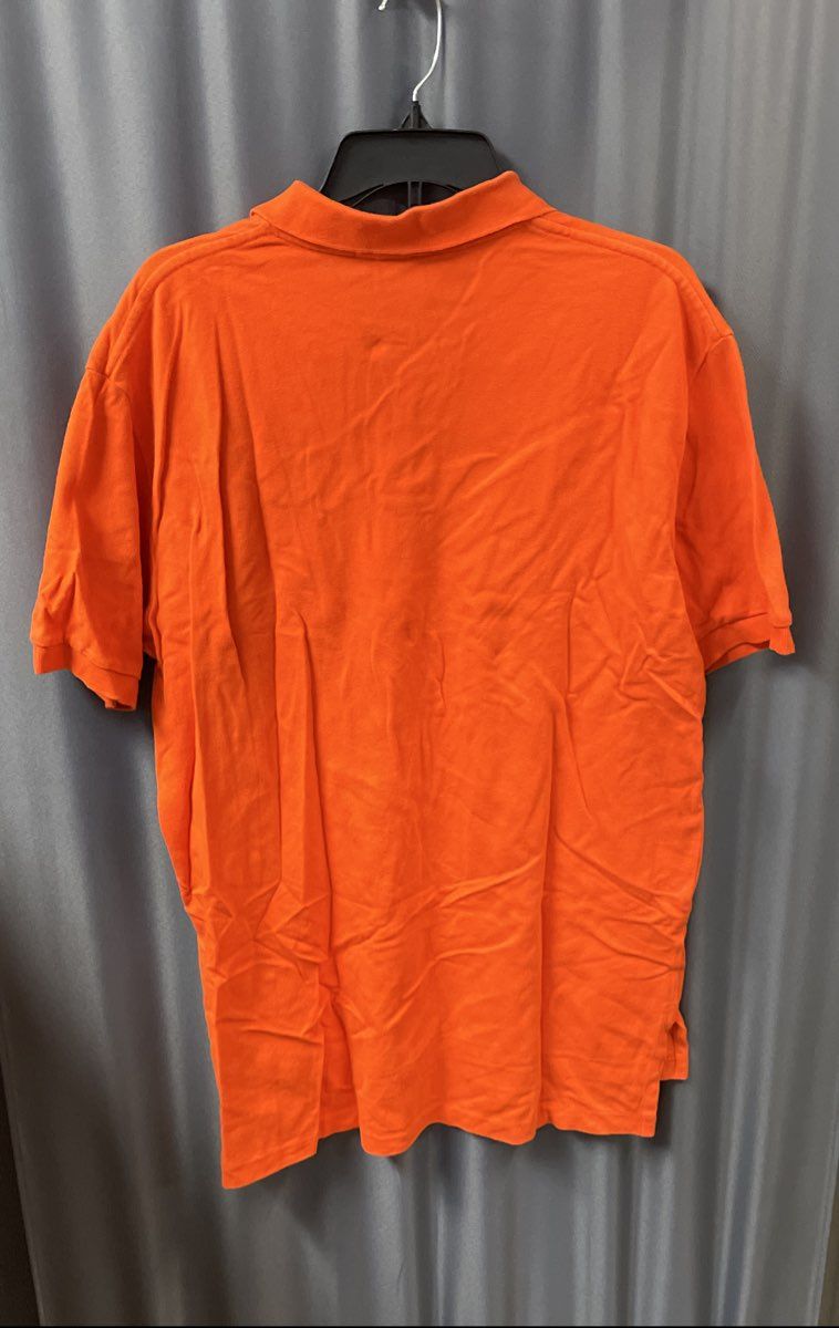 Polo Ralph Lauren Men's Short Sleeve Polo Shirt Orange Pique Navy Pony Sz L