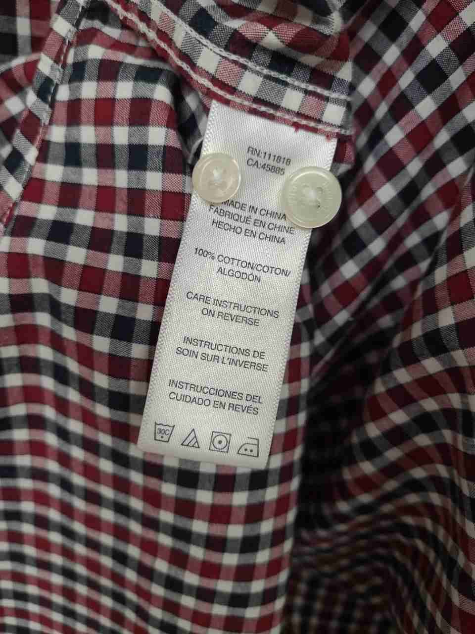 Michael Kors Women's Red Green Plaid Gingham Long Sleeve Roll Tab Shirt Sz S