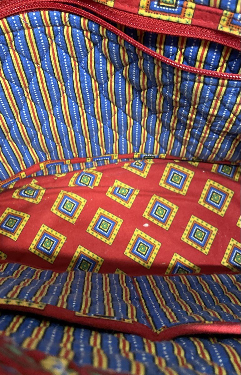 Vera Bradley Red Quilted Tote Bag & Cosmetic Pouch Vintage Lot of 2