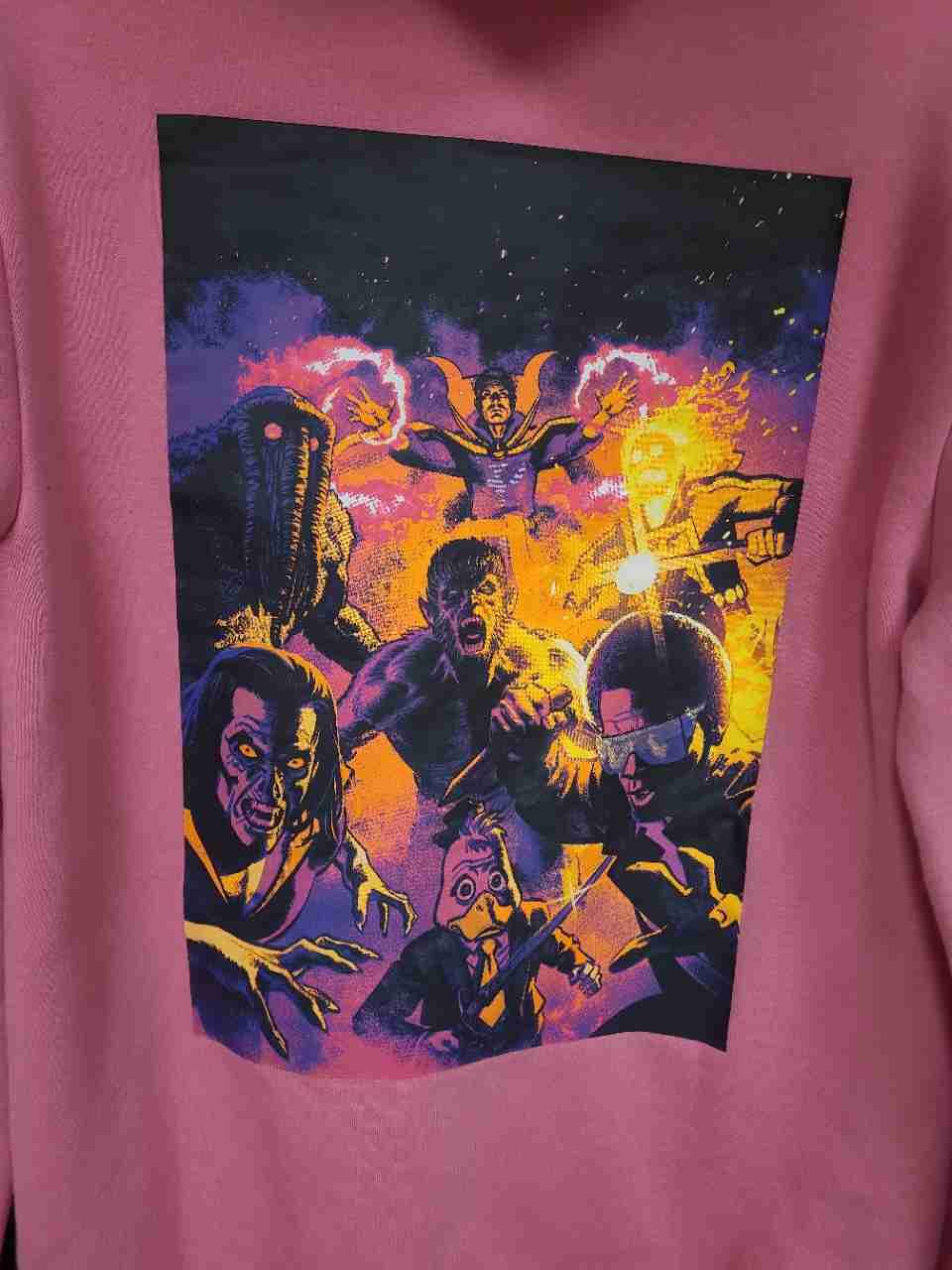 H&M Marvel Men's Pink Graphic Hoodie Supernatural Characters Logo Sz S