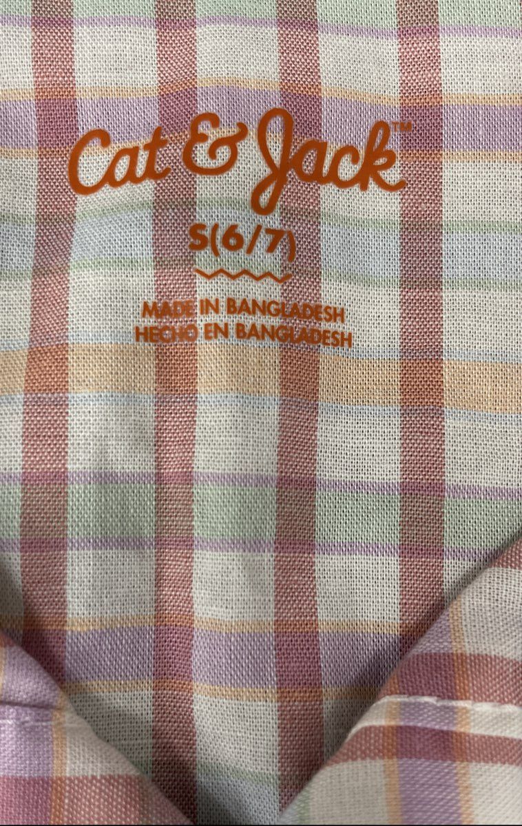 Cat & Jack Boys Long Sleeve Gingham Plaid Shirt Multicolor NWT S 6/7