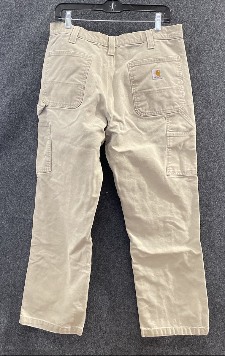 Carhartt Men's Khaki Relaxed Fit Washed Duck Dungaree Carpenter Pants Sz 36x30