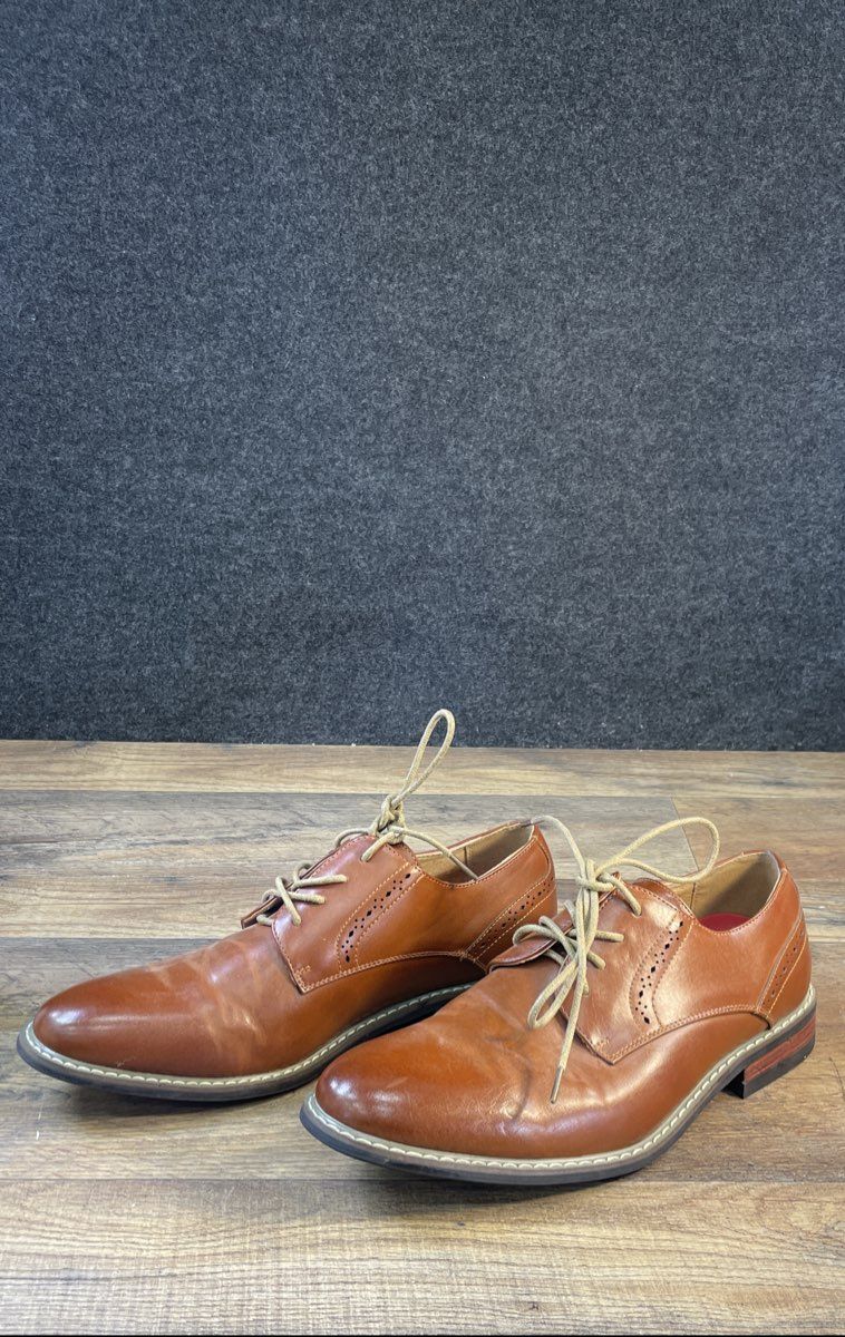 Bruno Marc Prince Brown Leather Oxford Brogue Dress Shoes Size 8